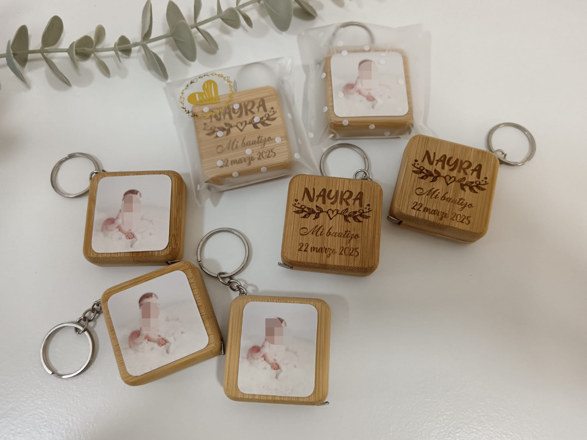Flexómetro llavero bambú