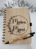 Libreta Bambú con bolígrafo personalizada.